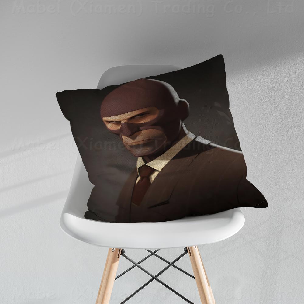 FFortress Spy Soldier Sniper TF Pillow Covers Cartoon Sofa Decorative Home Doublesided Printing Short Plush Cute Cushion