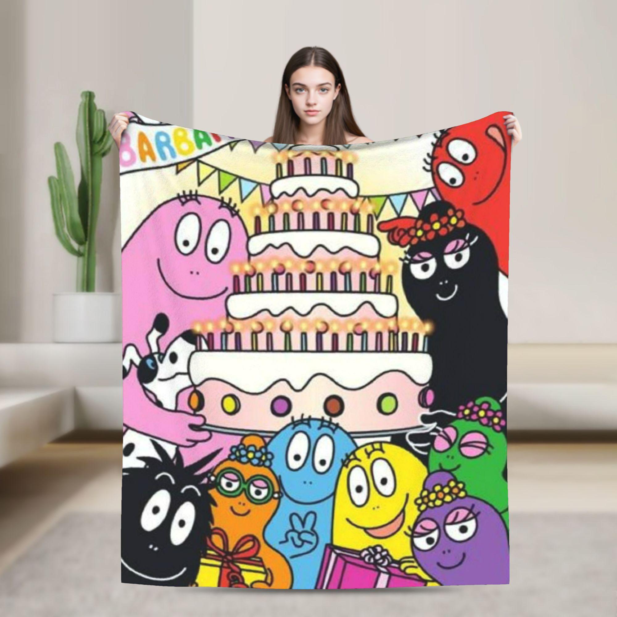 Barbapapa Barbamama Family  Flannel Blankets  Warm Throw Blanket for Bedroom Travel Pattern Bedspread Sofa Bed Cover 30x40in