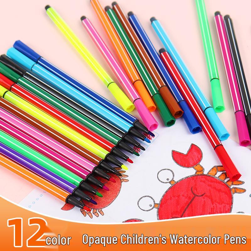 12-Color Soft Tip Water-Based Doodling Pens for Kids – Baby Drawing Colored Pencils In Stock