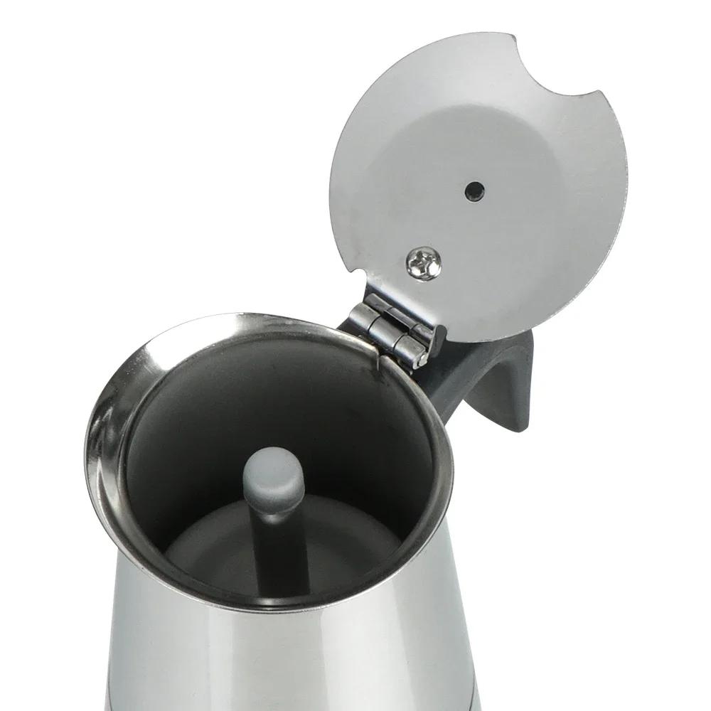 Premium Stainless Steel Moka Coffee Maker 2/4/6 Cups Italian Espresso Pot Stovetop for Home Kitchen Filter Coffee Pot