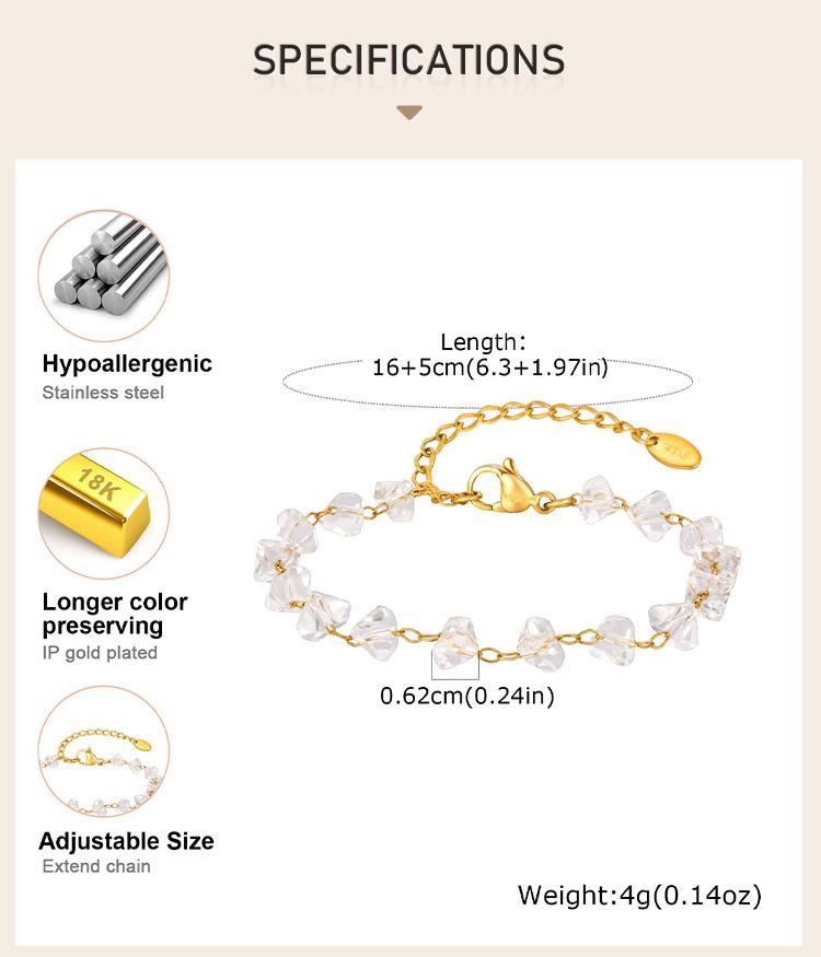 Irregular Transparent Crystal Bead Anklet, Stainless Steel Anklet, Waterproof Foot Jewelry for Women, Summer Beach Boho Jewelry