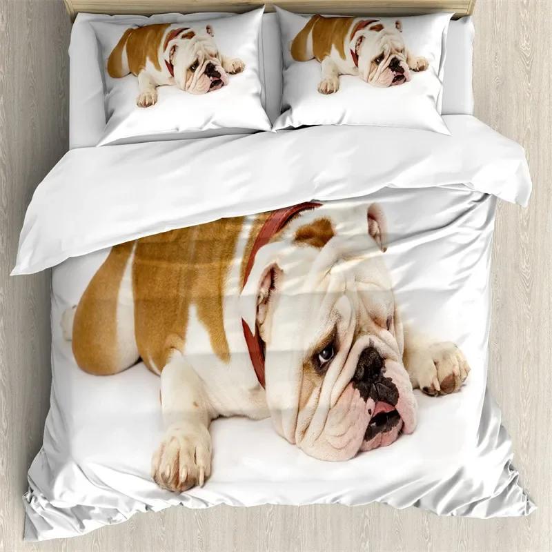 Bulldog Duvet Cover French Bulldogs Bedding Set Twin Polyester Chocolate Puppy Pet Doggy Animal Quilt Cover For Dog Lover Gifts