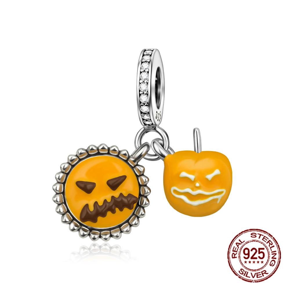 

copper Luminous Glowinthedark Halloween Pumpkin Pendant Charm Compatible With Authentic Charm Bracelets Women Do It Yourself Jewellery Gift