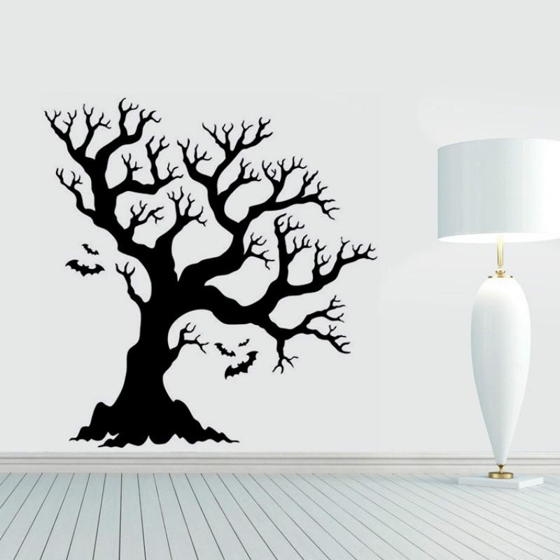 Halloween Creative Bat Big Tree Wall Sticker Background Decorative Stickers
