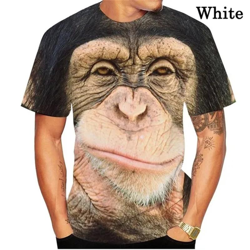 Men's 3D printed funny gorilla monkey pattern T-shirt animal T-shirt women's summer fashion short sleeved street T-shirt