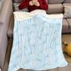 Baby Blue Bow Bloom Flannel Blanket Warm Soft Halloween Christmas Couch Warm Cozy Decorative Decor Gift for All Season