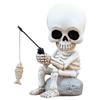Resin Fishing Skull Outdoor Patios Decoration Home Patios Yard Pond Resin Sculpture for Halloween Party Prop