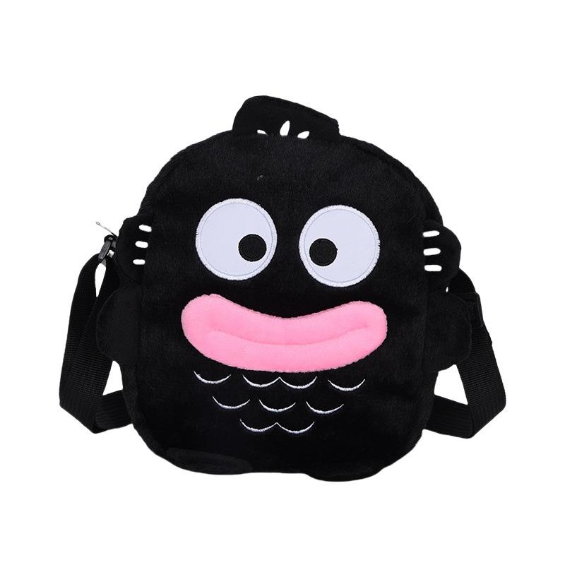Cute Bag Female Cartoon Fish Monster Plush Messenger Mobile Phone Bag Three-dimensional Sausage Big Mouth Shoulder Bag