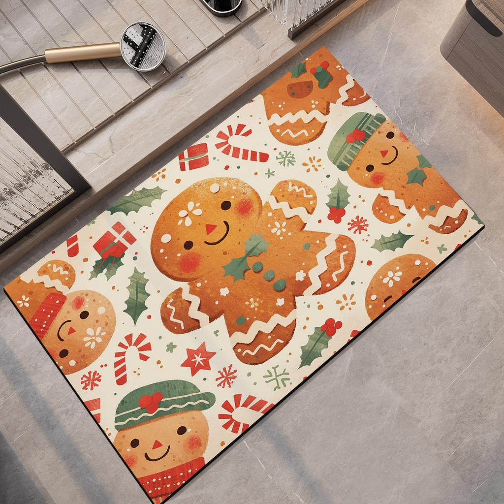 Christmas Truck Print Bathroom Foot Mats Super Absorbent Bath Mat Non Slip Quick Dry Shower Pad Toilet Carpet Doormat Washable