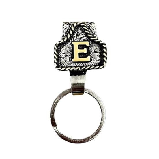 Western Cowboy Letter Keychain Vintage Initial A-Z Key Clip Metal Key Chain Belt Keyring Denim Style Accessory