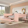 Letto a piattaforma, letto in legno, 140x200cm, con scrivania, dotato di 2 cassetti, letto matrimoniale (senza materasso), con ripiani, pino + truciolare, rosa