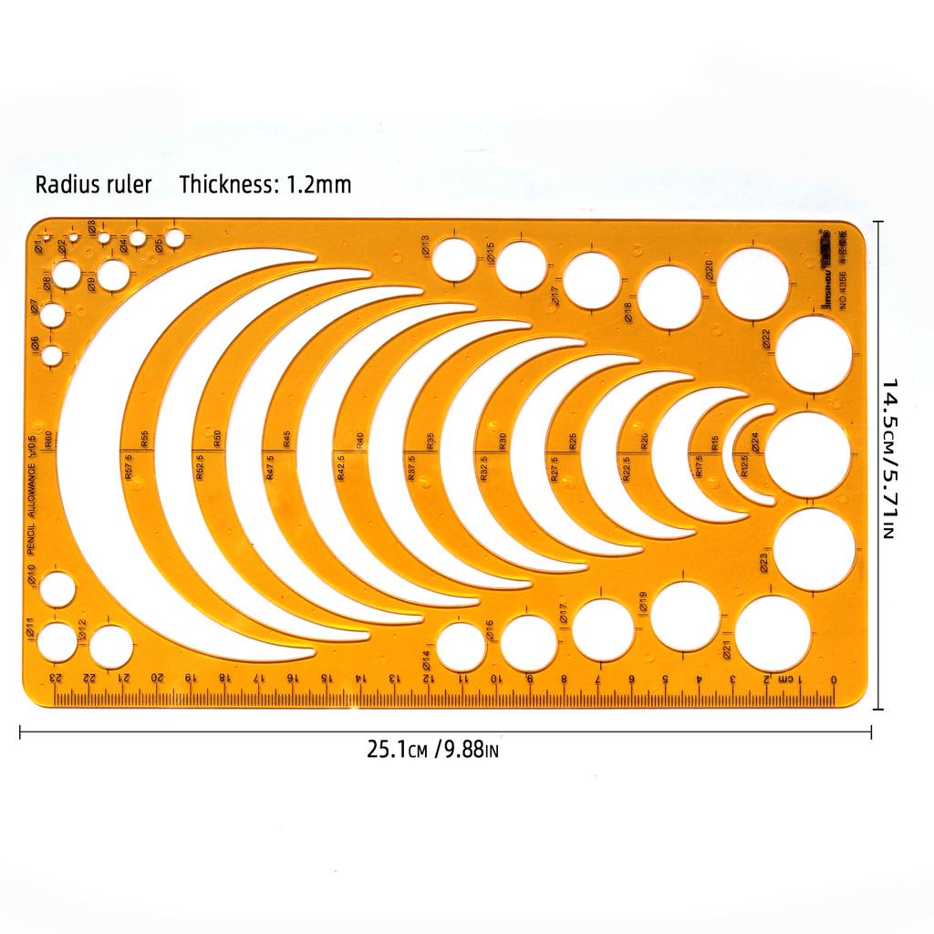 1pcs Professional Drawing Template Ruler for Curves, Circles, Ovals - Ideal for Engineering, Architecture, Interior Design