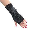 Women Punk Winter Ripped Arm Warmer Knitted Stretchy Soft Fingerless Gloves for Christmas Halloween Party Costume