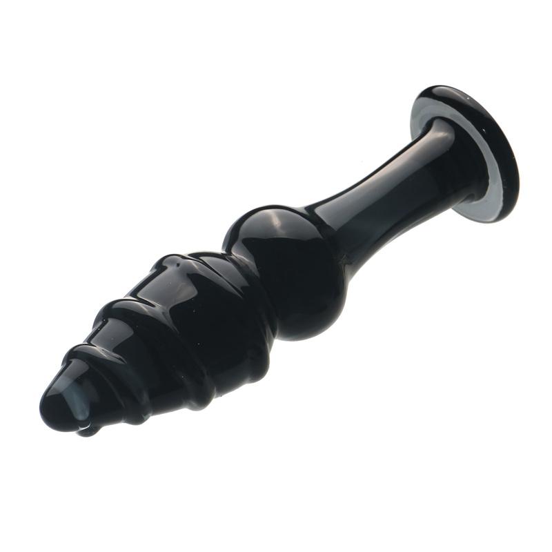 VaHppy Glass Pull Beads Anal Toys Fine Thread 3.5cm140g Black/Pink/Transparent with Base Sex Toys Anal Plug Masturbators SM BDSM