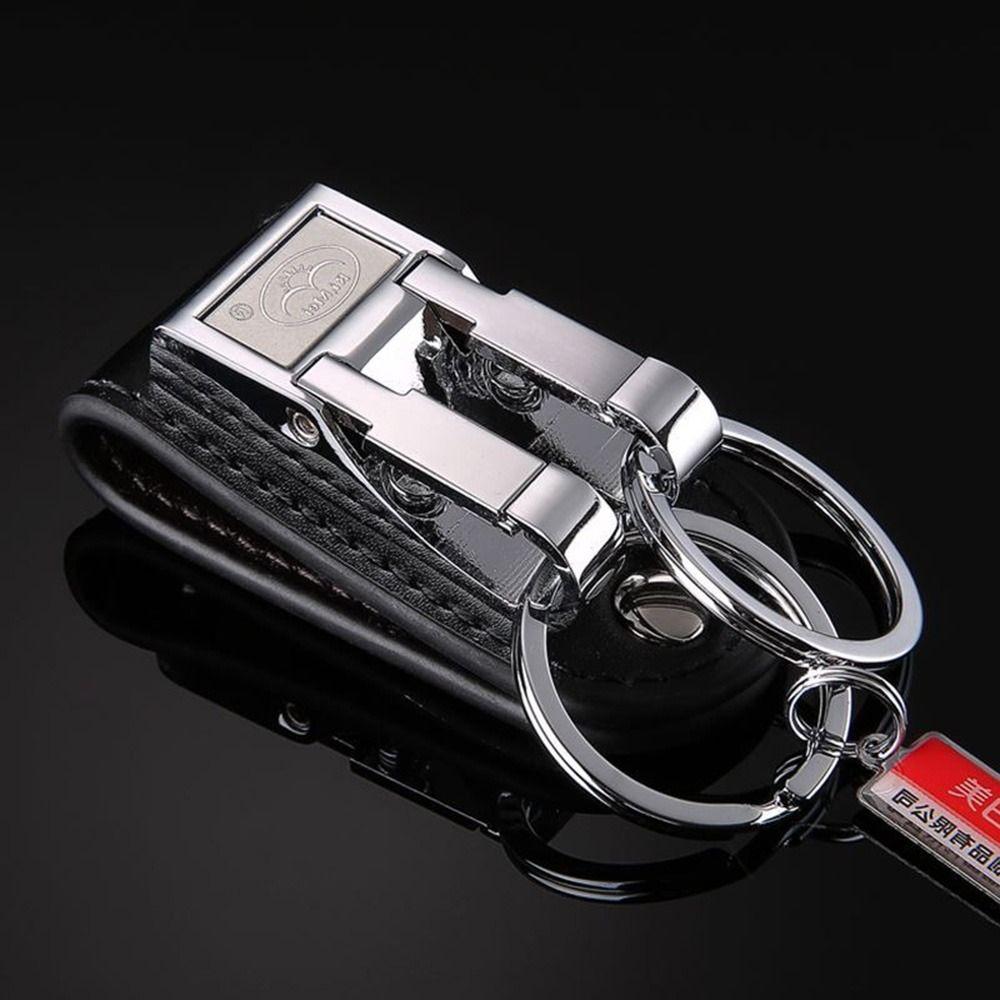 Detachable Belt Buckle Clip Stainless Steel Key Chain Keychain Key Ring Holder 2 Loops
