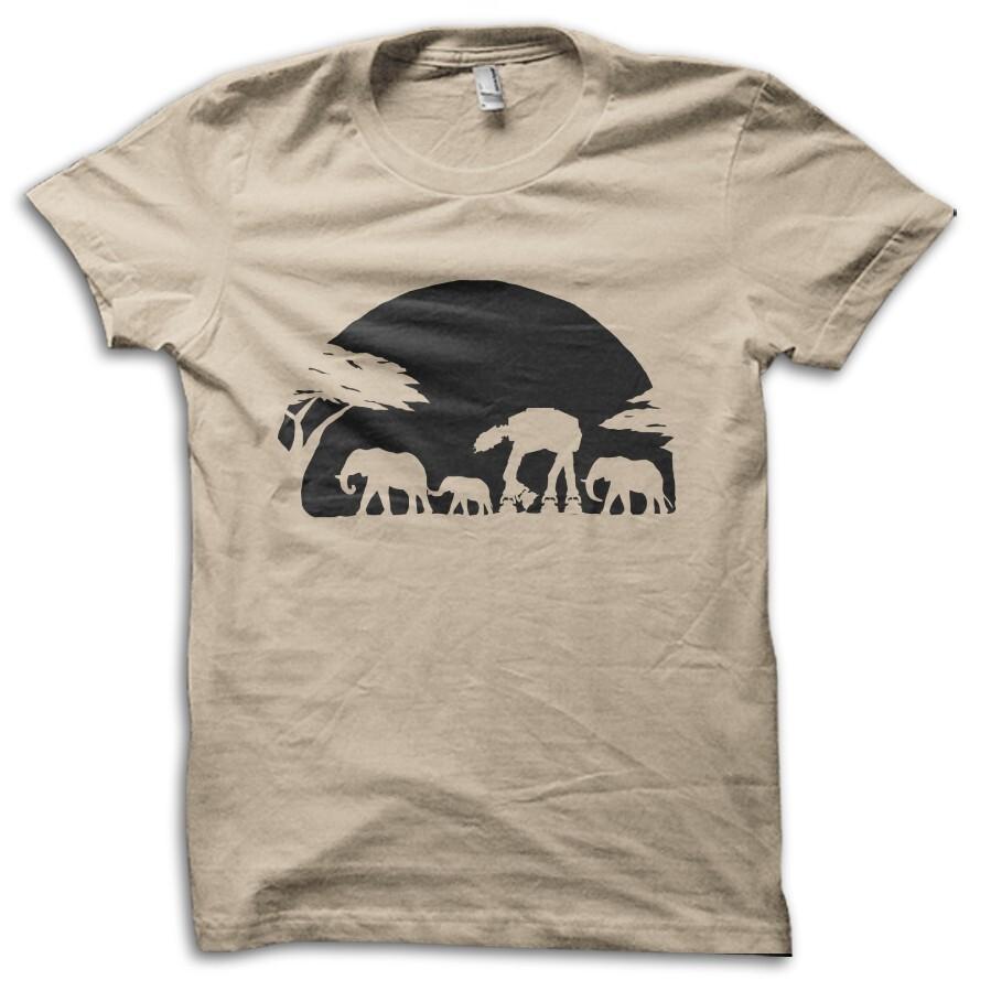 Звездные войны AT-AT Сафари Шутка Пародия Научная фантастика Вдохновлено Звездными войнами Футболка M5594 XL