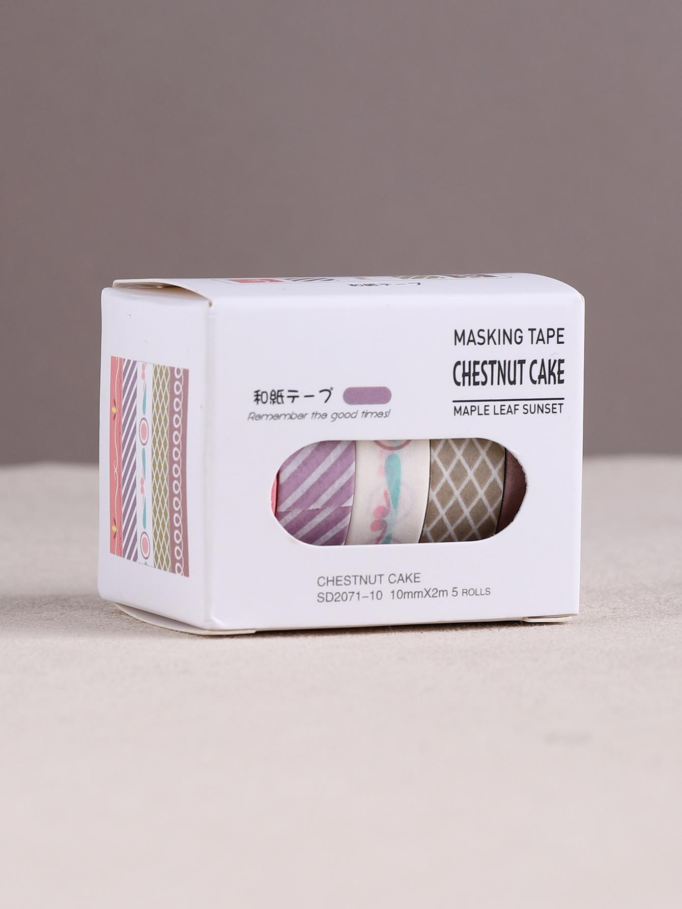 5rolls/box Colored washi tape Supplies Washi tape Stationery Scrapbooking Cute Masking Tape, Basic Decorative Adhesive Tape