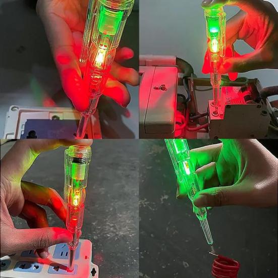 Smart Voltage Tester Pen with Self-Test Button Dual LED Lights Breakpoint Finder Screwdriver Tip Voltage Detection Pen