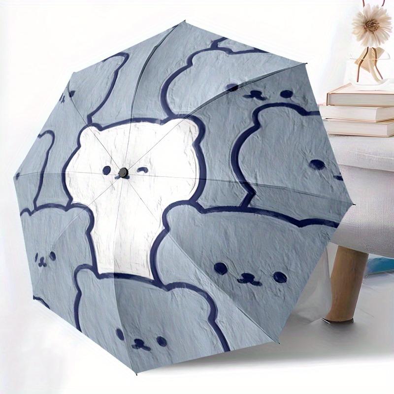 1pc Polar Bears Family Automatic Open/close Folding Compact Umbrella, 8 Rib Sturdy Canopy, Lightweight Portable, Everyday Use, Gift,,111