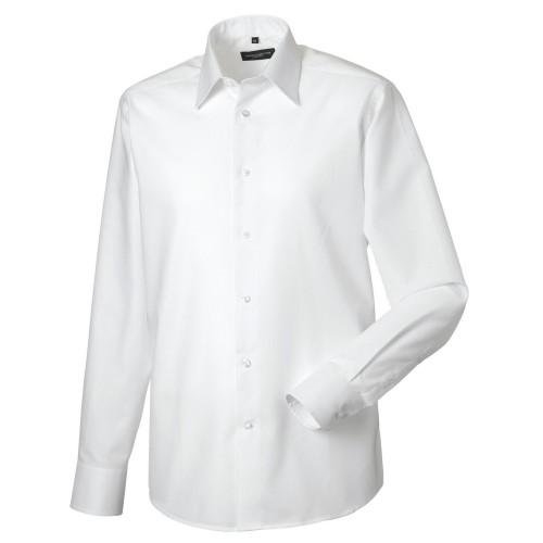 Russell Collection Mens Plain Oxford Tailored Long-Sleeved Shirt