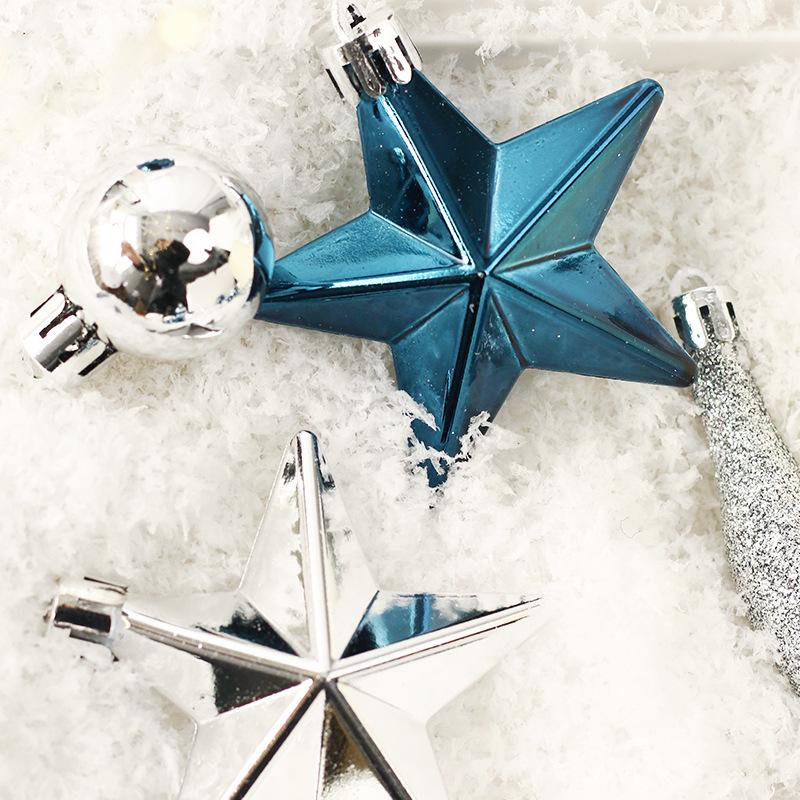 Christmas Decorations Painted Blue White Silver Christmas Ball Set Tree Top Star Hanging Christmas Tree Decoration Pendant