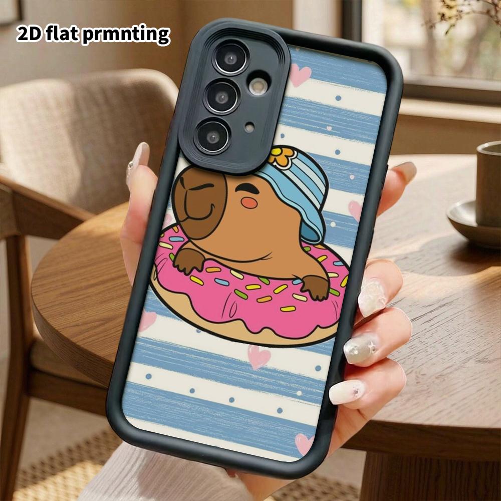 Phone Case: 2D Flat Samsung Galaxy A34 A35 M05 M06 S20 S22 S21 FE Plus 5G Layered Protective Case, Swim Ring Capybara, Christmas and Halloween Gifts
