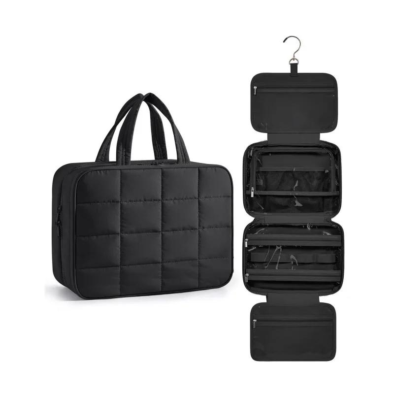 

Plaid Makeup Foldable Bag Women Travel Organizer Hanging Toiletry Cosmetic Bag Waterproof Make Up Beauty Pouch Bathroom Storage чёрный