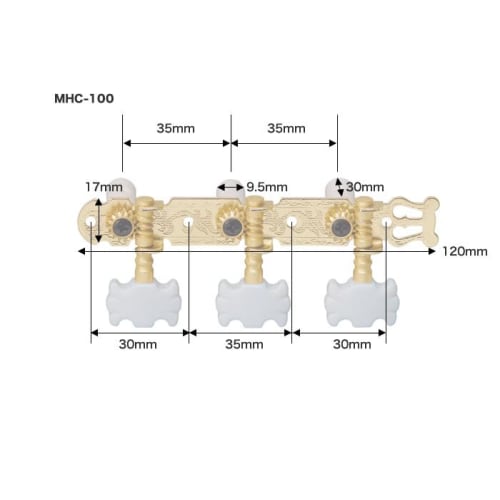KC Classical Guitar Tuners, Universal Fit, MHC-100/GD