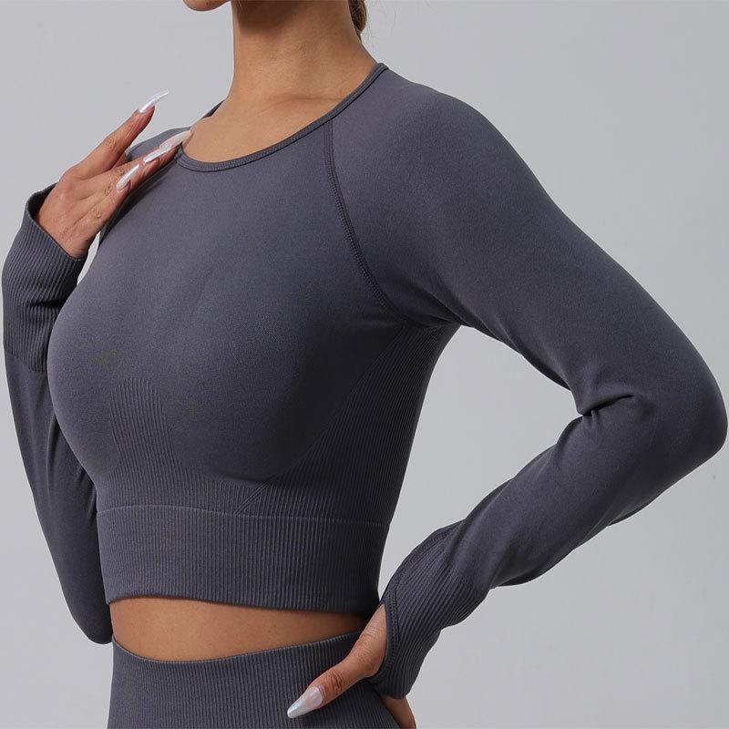 TK Seamless Solid Color Sports Set: Long Sleeve & Pants for Autumn/Winter Yoga & Fitness