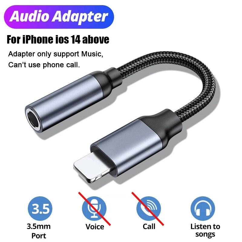 

8-контактный разъем 3,5 мм AUX-кабель для iPhone 14 13 12 11 Pro Max IOS 14 Адаптер «папа-мама» для наушников Аудиоразветвитель