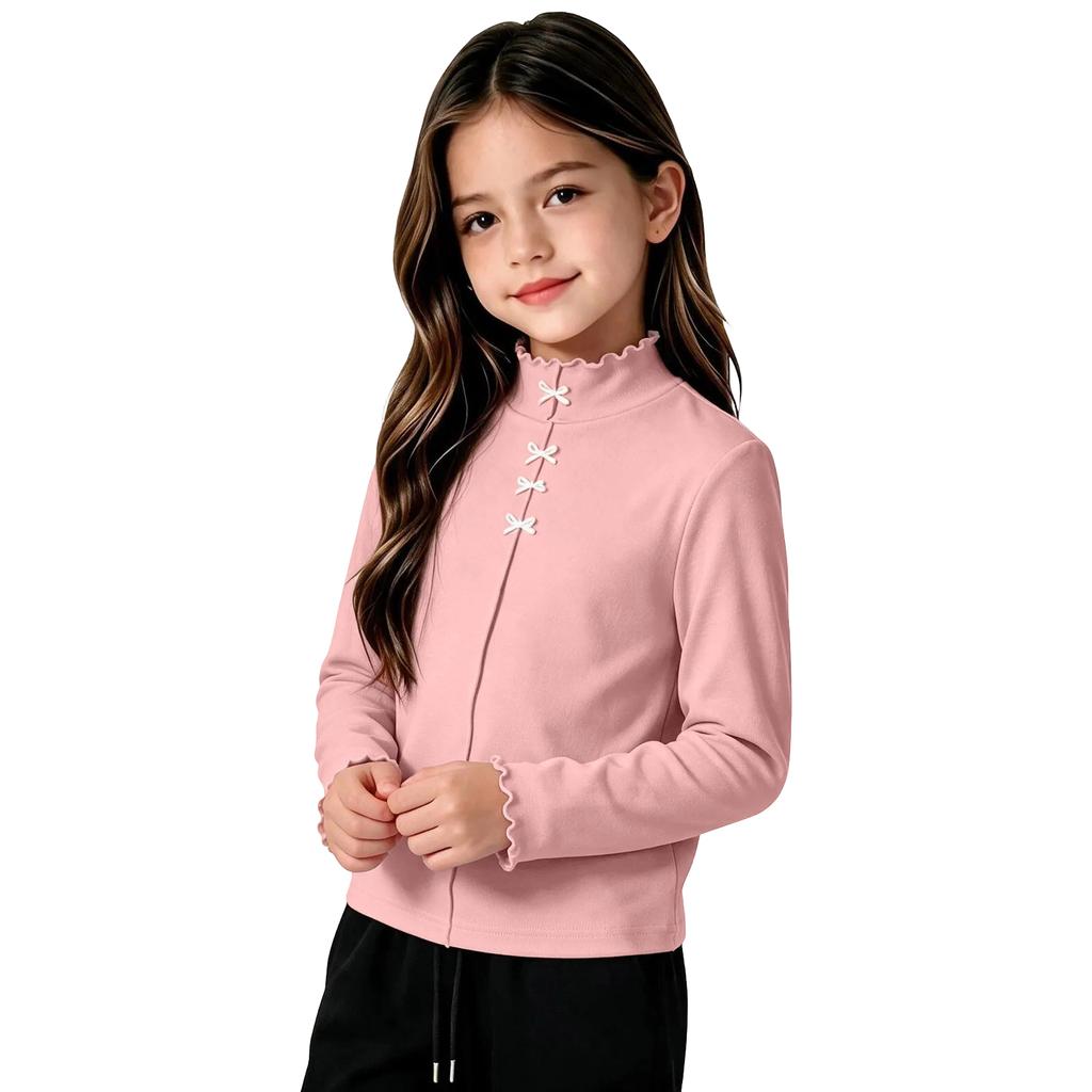 Girls' Stylish Decor Double-Sided Thermal Base Layer Top for Everyday Wear