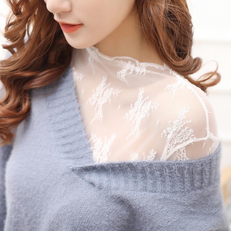 Jaro/Léto Krajková Síťovina Průsvitná Vrstva: Sexy top s dlouhým rukávem v korejském stylu