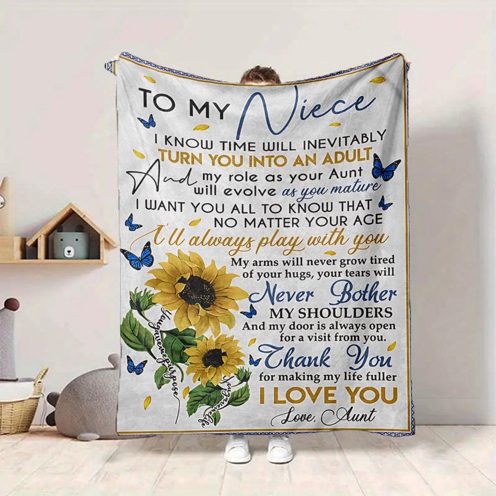 1pc Niece Aunt Love Quotes Blanket - Perfect Gift for Birthdays, Christmas & Halloween- Soft, Warm & Versatile Yy250909166