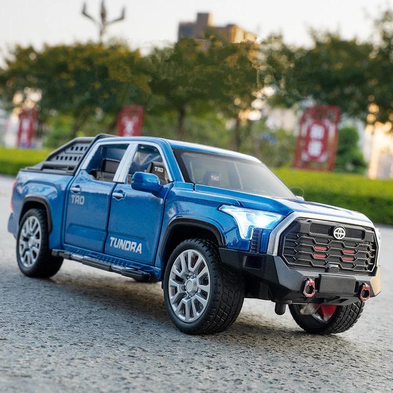 Xmwcj1 1:32 Toyota Tundra Pickup Car Model Diecast & Toy Metal Off-Road Vehicles Car Model Simulation Sound Light Childrens Toy Gift