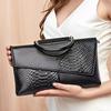 Leather Handbag, Clutch Bag, Large-capacity Banquet Handbag, Crocodile Print, Fashionable and Elegant Lady's Crossbody Bag