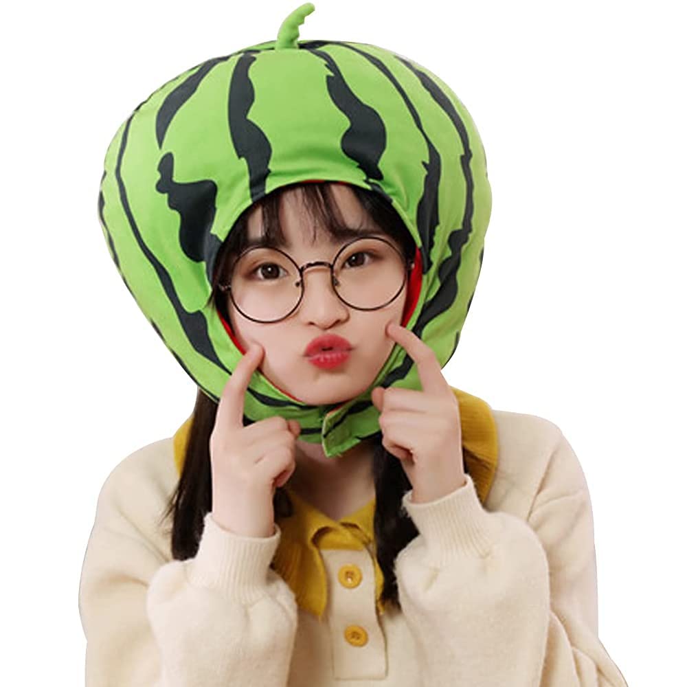 [Bestmaple] Casquette Tomate Peluche Coiffe Chapeau Pastèque (Pastèque)