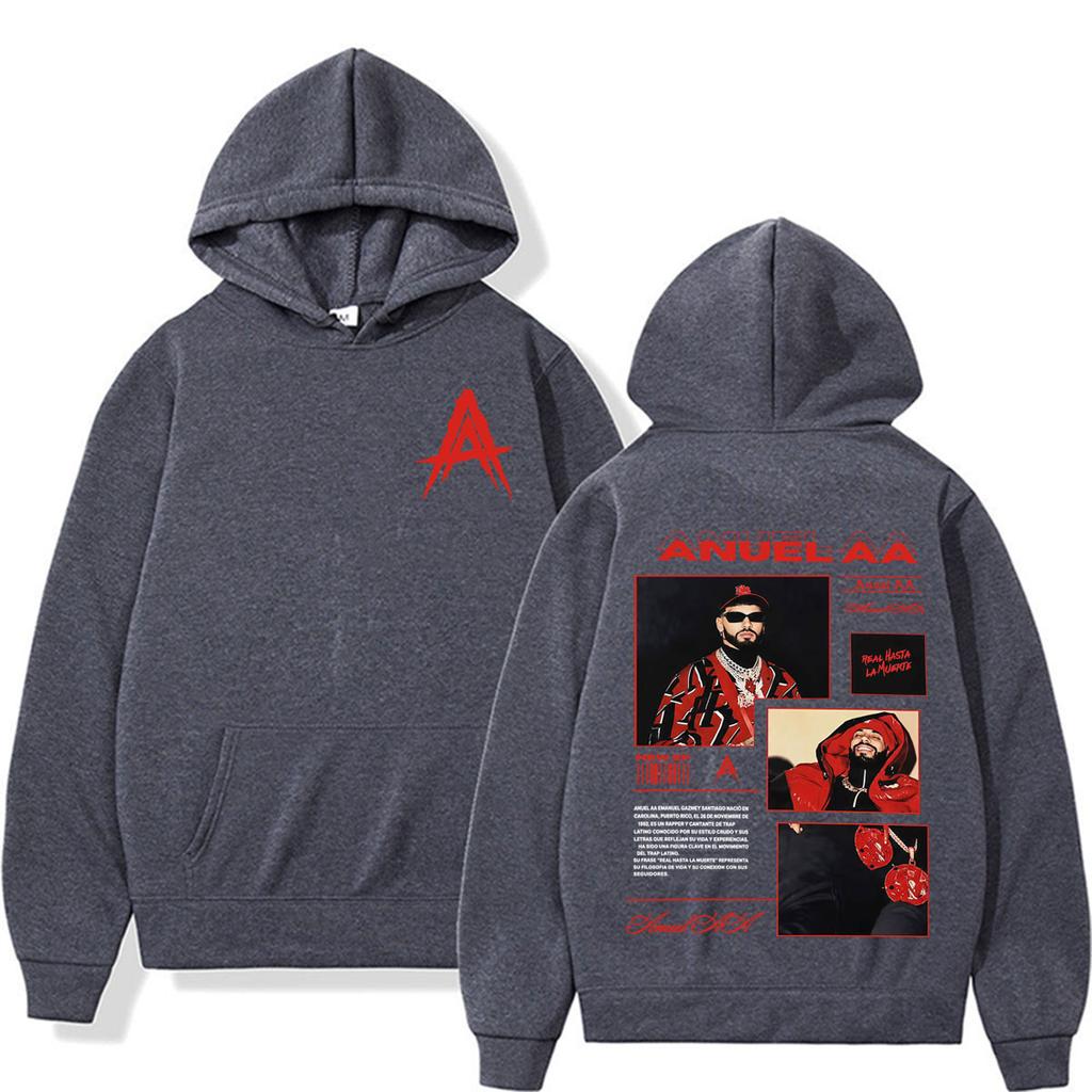 Anuel AA Real Hasta La Muerte Album Hoodies Men's Women Fashion Hip Hop Harajuku Sweatshirts Casual Fleece Long Sleeve Pullovers