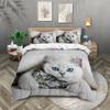 3-piece Set of Cute Cat Printed Bedding, Suitable for Bedrooms and Guest Rooms (1* Quilt Cover + 2* Pillowcase, Coreless)