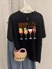 Cocktail Social My Favorite Prints TShirts Women Summer Loose Short Sleeve Tops ONeck Soft T Shirt Basics Casual Woman Clothes