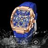 LIGE Men's watches Fashion Square Military Sport Waterproof Silicone Men‘s Quartz Top clock Luminous Chronograph mens wristwatch