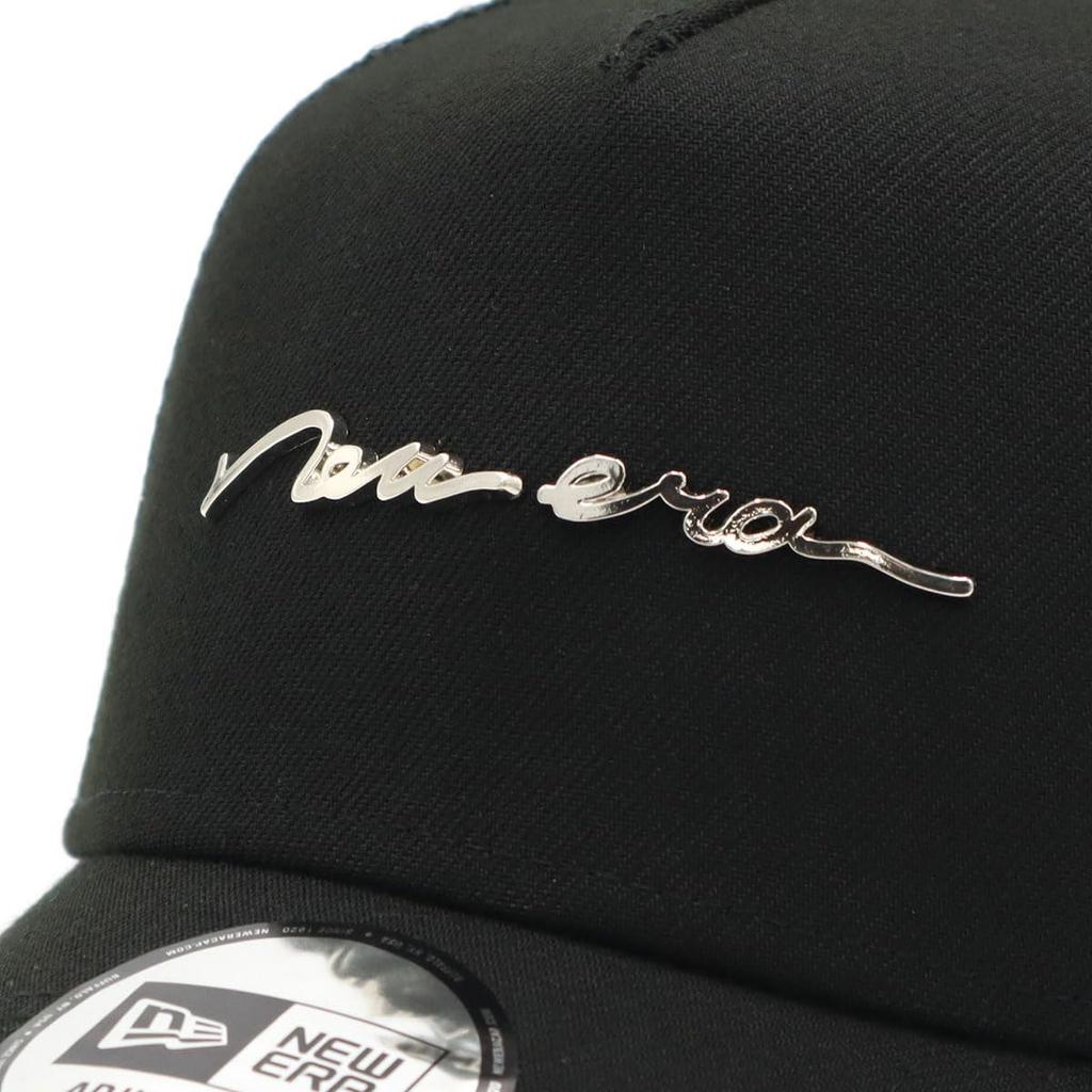 New Era 9FORTY A-Frame Trucker Mesh Cap ONSPOTZ Exclusive Handwritten Metal Logo Snapback Baseball Cap Men Women UV Protection Black Free Size