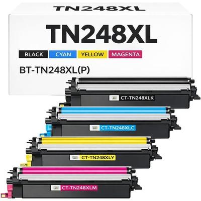 Pack of 4 Toners - SHOP-STORY - TN248XL - Compatible Brother - High Performance - Laser