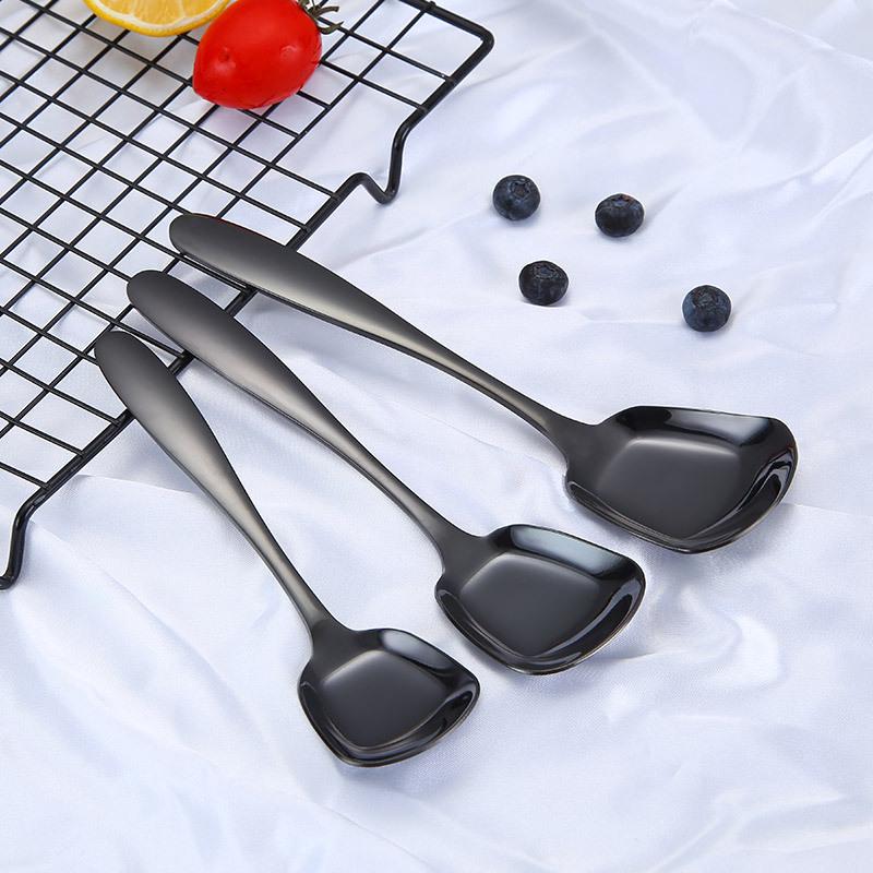 Lžíce s plochým dnem z nerezové oceli 304 s dlouhou rukojetí - Ideální na polévku, pro dospělé i děti