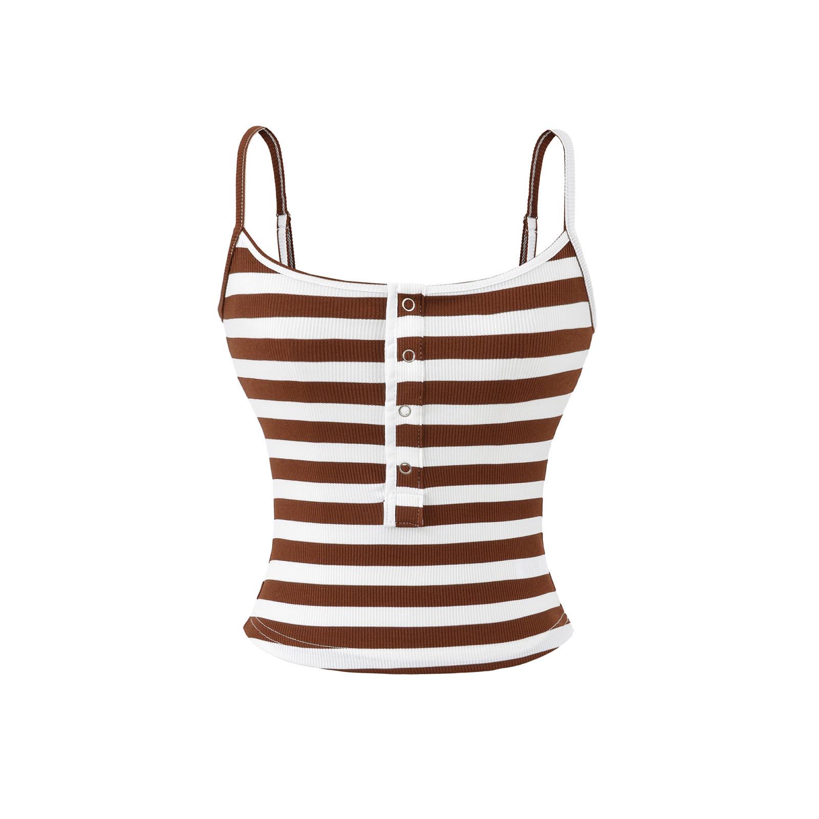 Women s French Stripe Camisole: Elegant, Slimming Design for Summer 2026 Small кофейный