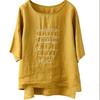 DIMANAF 2026 Summer New Plus Size Women Vintage Embroidery Cotton Linen T-shirt Casual Loose O-Neck Short Sleeve Tops
