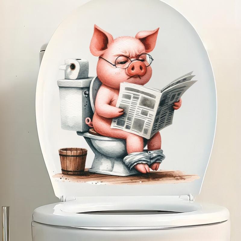 1 PC Funny Animal PVC Toilet Seat Stickers Monkey Zebra Giraffe Decals Waterproof Bathroom Wall Door Decor Creative Removable Decals