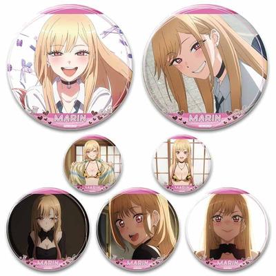 58MM My Dress-Up Darling Anime Brooches Kitagawa Marin Kuroe Shizuku Cosplay Badge Accessories Backpack Clothes Decoration XMAS Gift