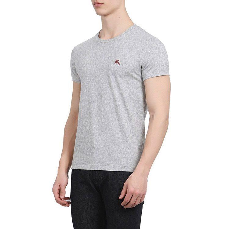 Burberry Men War Horse Embroidered Round Neck Short Sleeve T-shirt Grey 80038301
