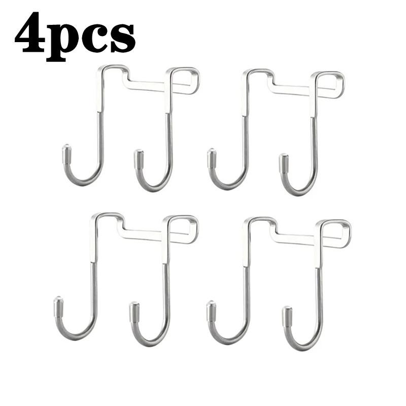 Stainless Steel S-Shape Hook Punch Free Door Back Type Hanging Hooks Cabinet Door Storage Coat Towel Handbag Key Hanger Holder