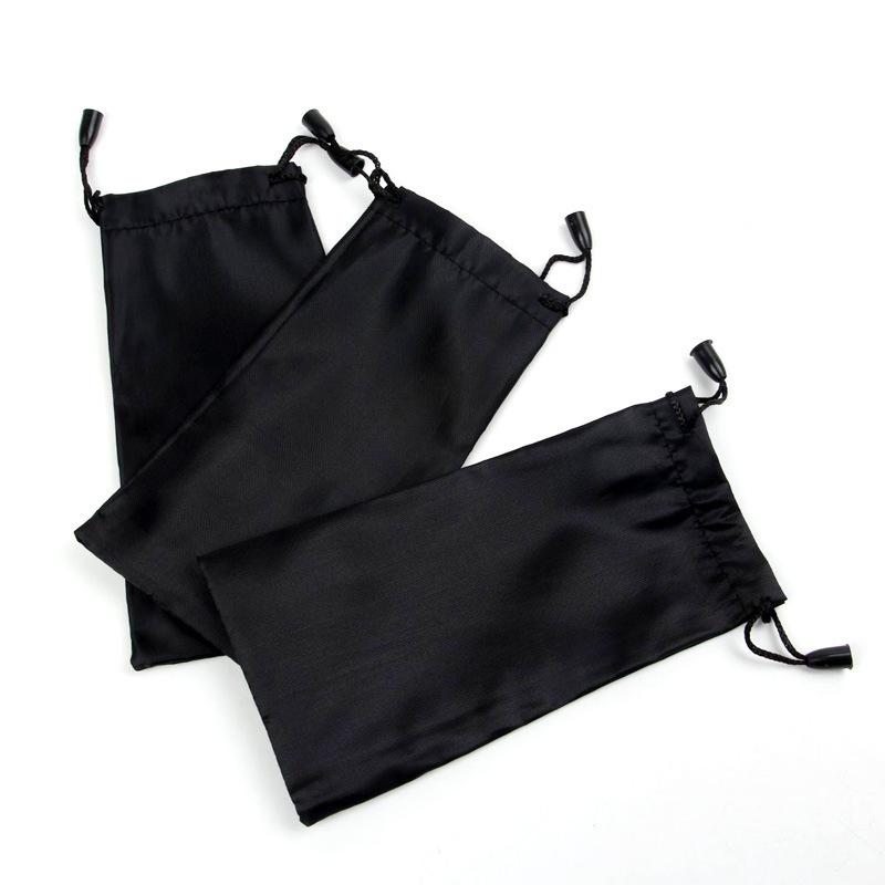 Black Fiber Drawstring Eyeglass Pouch - Standard Style Dustproof Storage Bag